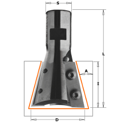 Фреза ласточкин хвост 15гр., смен.ножи HM (Arunda) Z2 S=M12x1 D=39,5x31,5 RH CMT 664.395.11