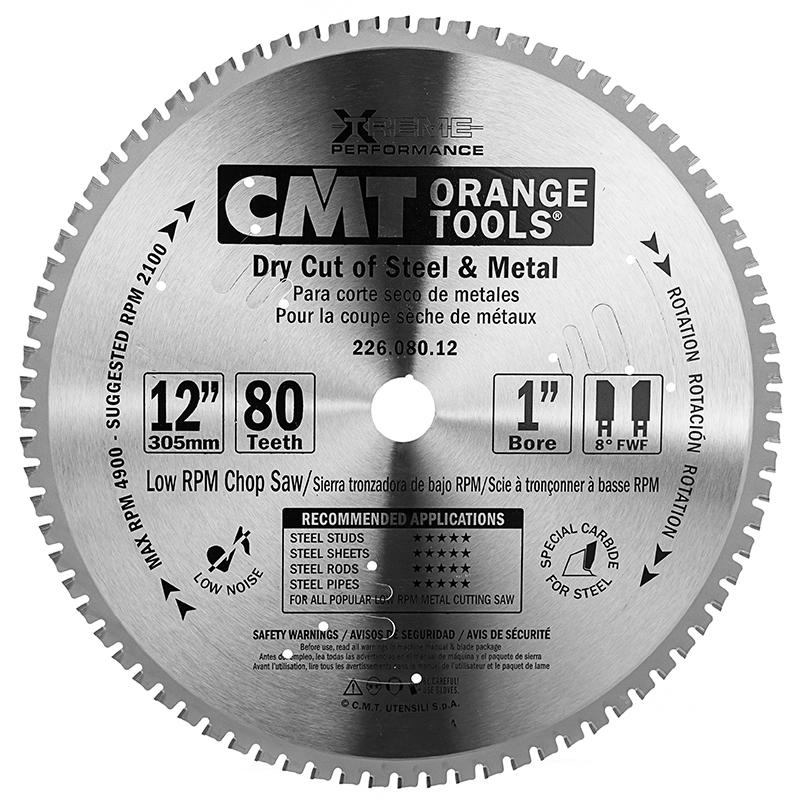 Диск пильный 305x25,4x2,2/1,8 0° 8° FWF Z=80 1800 об/мин CMT 226.080.12