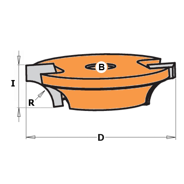 Фреза пазовая (диск) радиусная R8 Z2 D=44x12,7 F=8 для 955.806.11 CMT 822.022.11