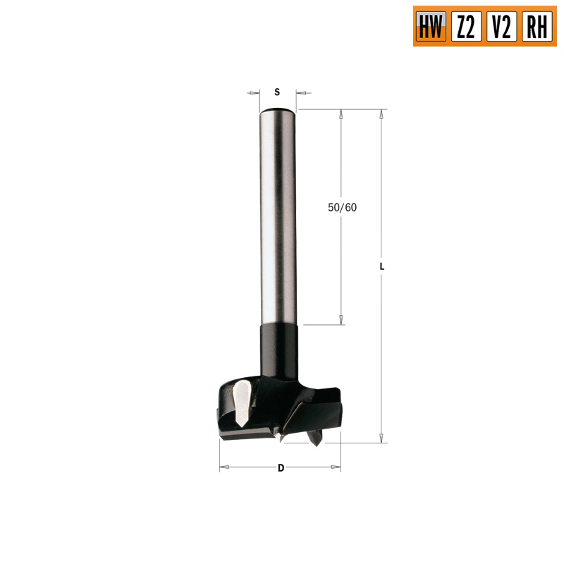 Сверло чашечное HW 23x90 Z=2+2 S=10x60 RH CMT 512.230.11