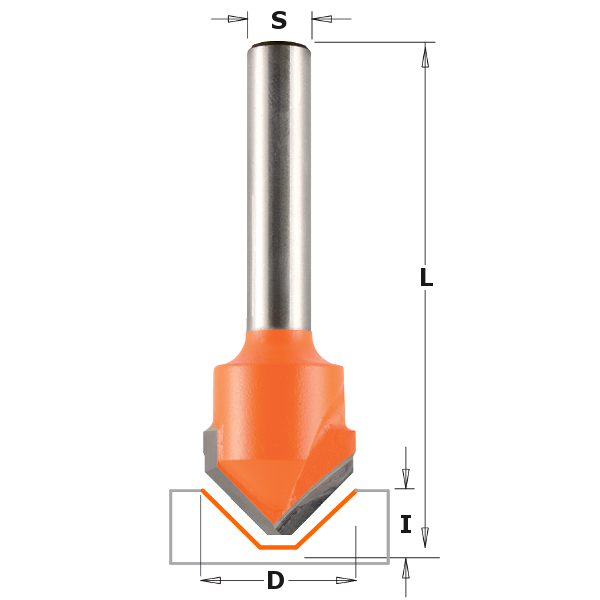 Фреза концевая CMT V-образная D=18,0 I=3,3 S=8,0 L=60,0  915.002.11
