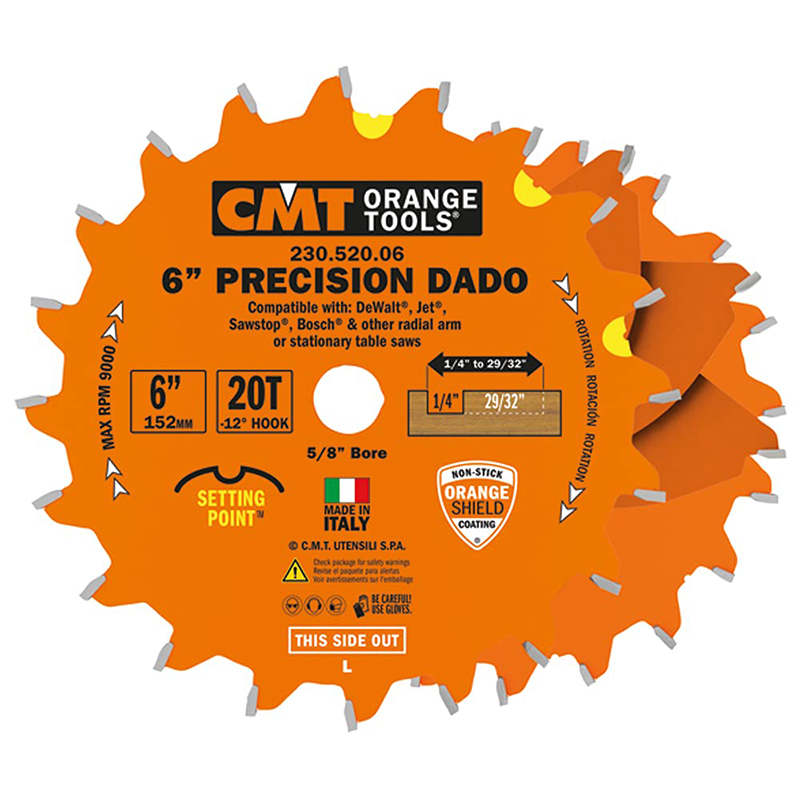 152,4x15,87x6,35-22,23/2,5 -5° FTG+ATB Z=20 Пильный диск СМТ типа DADO CMT 230.520.06