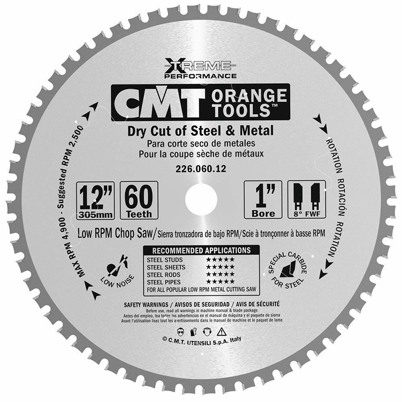 Диск пильный 305x25,4x2,2/1,8 0° 8° FWF Z=60 1800 об/мин CMT 226.060.12