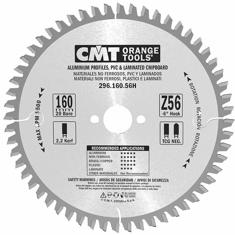 Диск пильный 160x20x2,2/1,6 -6° TCG Z=56 CMT 296.160.56H