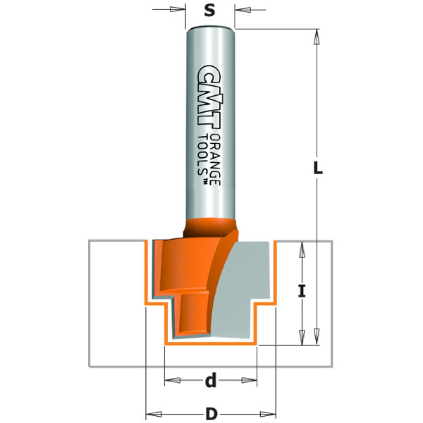 Фреза концевая CMT пазовая D=19,0 I=15,9 S=8,0 L=50,8  965.121.11