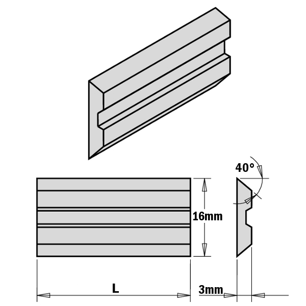 Комплект из 2-х ножей 60x16x3 HPS CMT 795.060.16