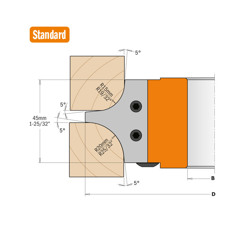 Фреза радиусная внутр. R=15/20 F=35 D=143 насадная (алюм.) смен.ножи HM (кейс) CMT 694.004.35