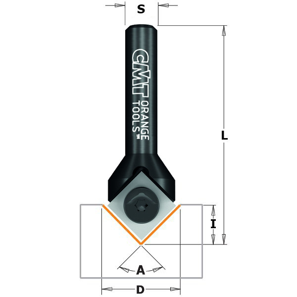 Фреза концевая со сменным ножом угловой паз 90° HW Z1 S=8 D=23x11x60 CMT 665.200.11
