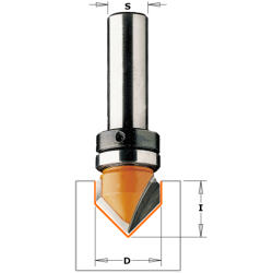 Фреза концевая CMT V-образная D=12,7 I=12,7 S=1/4 ; 815.127.11B