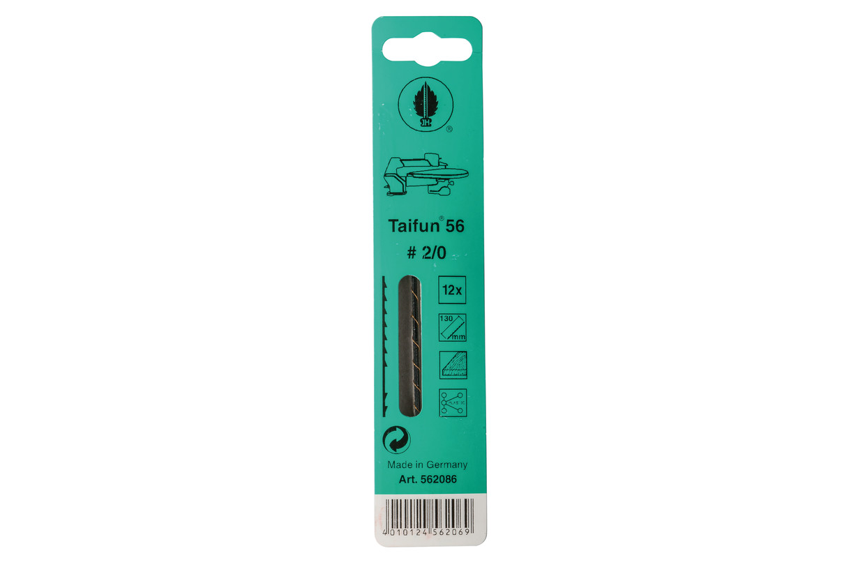 Пилки лобзиковые по дереву,Taifun 56 N2/0, 0,62x0,29х130мм, 30 TPI, 12 шт.