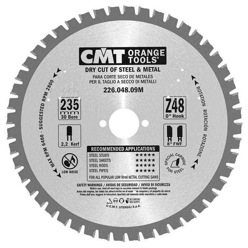 Диск пильный 235x30x2,2/1,8 0° FWF Z=48 2800 об/мин CMT 226.048.09M