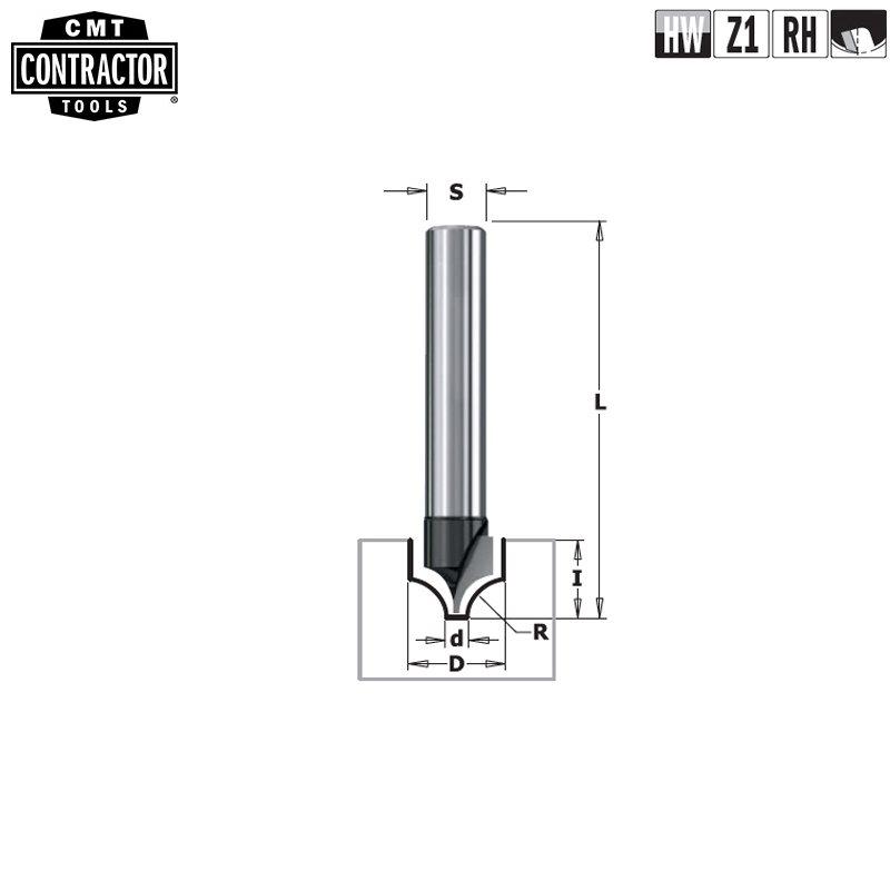 Фреза концевая CMT-contractor для декорирования  S=8 D=10x10 CMT Contractor K965-100