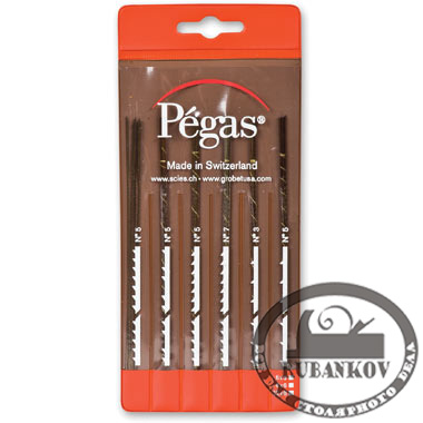 Пилки лобзиковые Pegas по дереву, 6 типов по 3 штуки