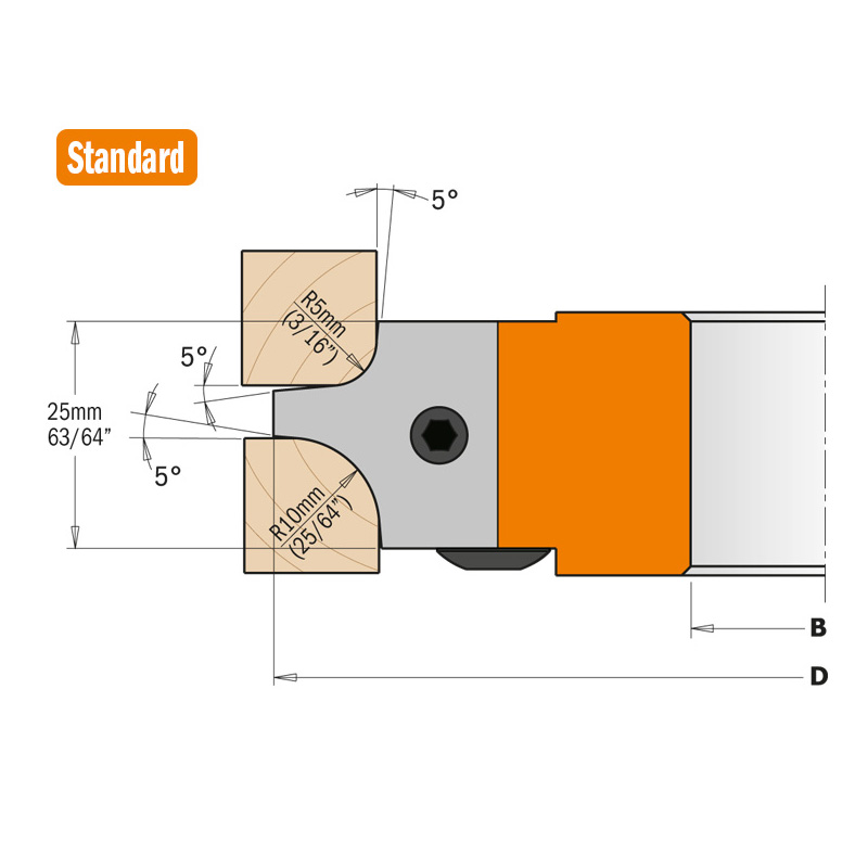 Фреза радиусная внутр. R=5/10 F=50 D=123 насадная (алюм.) смен.ножи HM (кейс) CMT 694.003.50