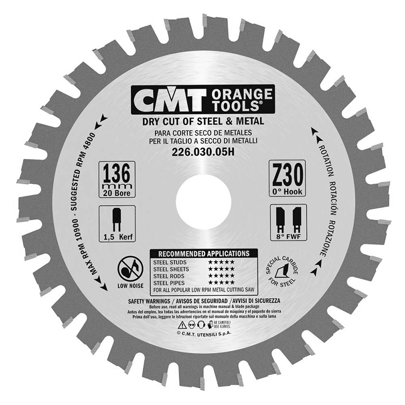 CMT Деревообрабатывающий инструмент и оснастка По стали "сухой рез" (226)