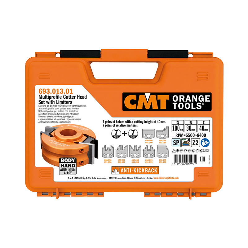 Набор фрезы и ножей 7-ми профилей 693А CMT с ограничителями