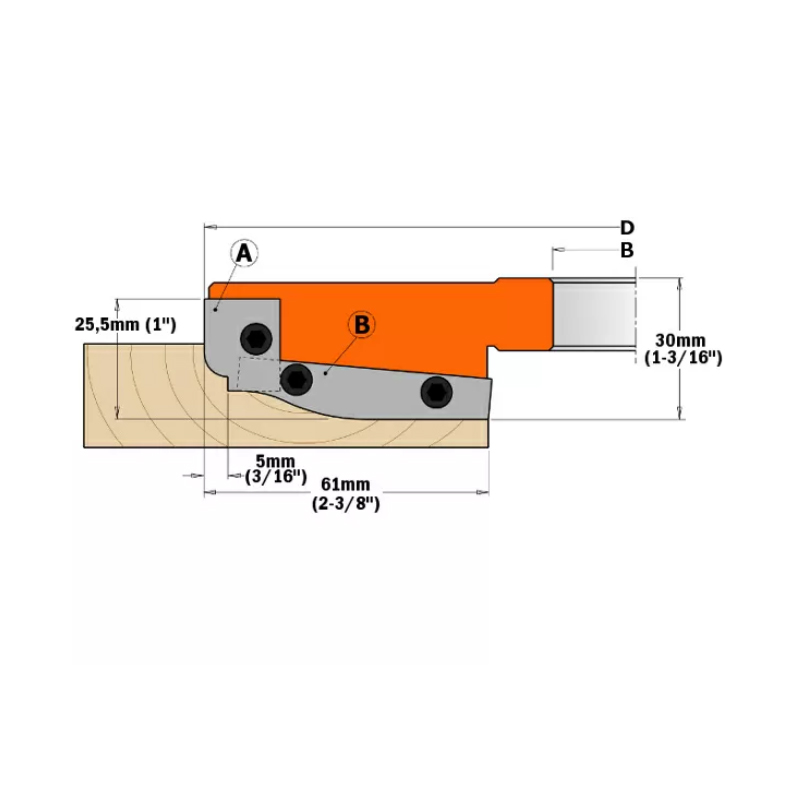 Фреза филенка F=30 D=183x20 насадная (алюм.) смен.ножи HM (кейс) CMT 694.013.30