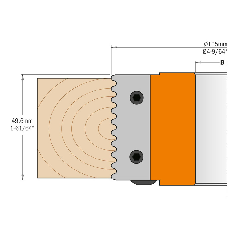 Фреза минишип F=35 D=130x47 насадная (алюм.) смен.ножи HM (кейс) CMT 694.008.35