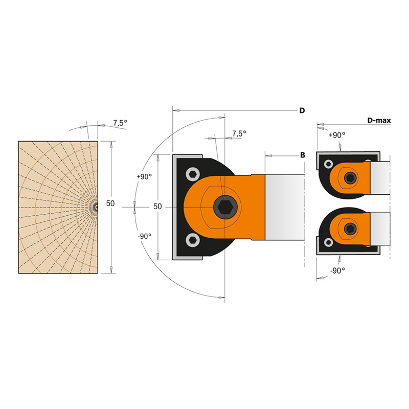 Фреза фасочная регулируемая  Z2  D=160X50X30 насадная (алюм.) смен.ножи HM (кейс) CMT 694.017.30