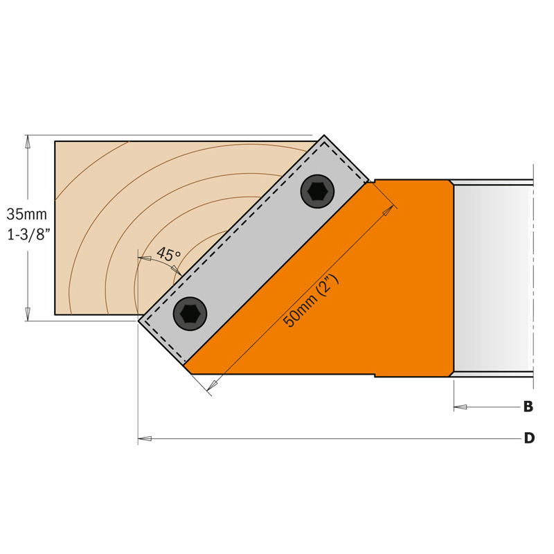 Фреза фасочная 45гр. F=30 D=150 насадная (алюм.) смен.ножи HM (кейс) CMT 694.002.30